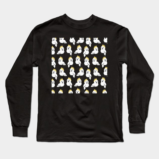 Cute White Cockatoo  Pattern Long Sleeve T-Shirt by BiscuitSnack